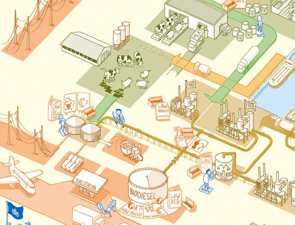 infographics biobased economy onderzoeksrapport RIVM. Ronald van der Heide is tekenaar, illustrator en maakt infographics op het vlak van duurzaamheid, circular economy (circulaire economie) en biobased economy 
