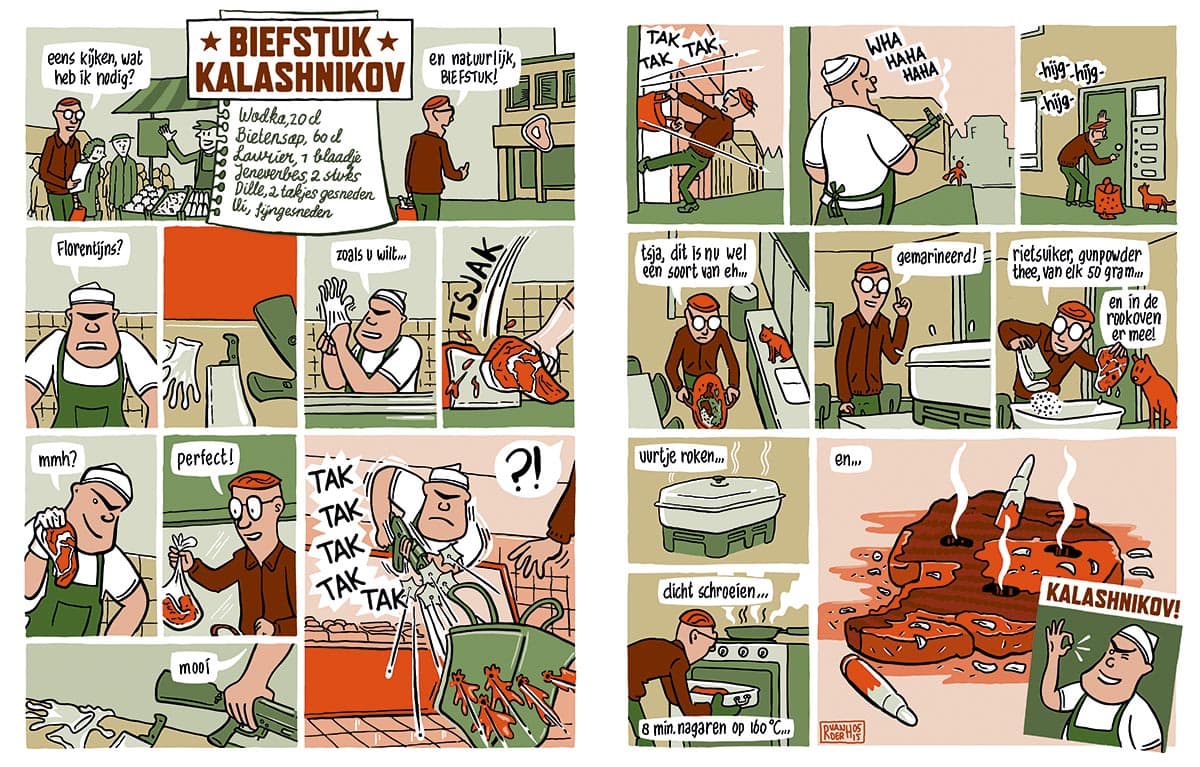 strip recept kookboek comic recipe cooking cookbook creative chef striptekenaar comic artist Ronald van der Heide Utrecht. Ronald is stripmaker, illustrator en maakt infographics.